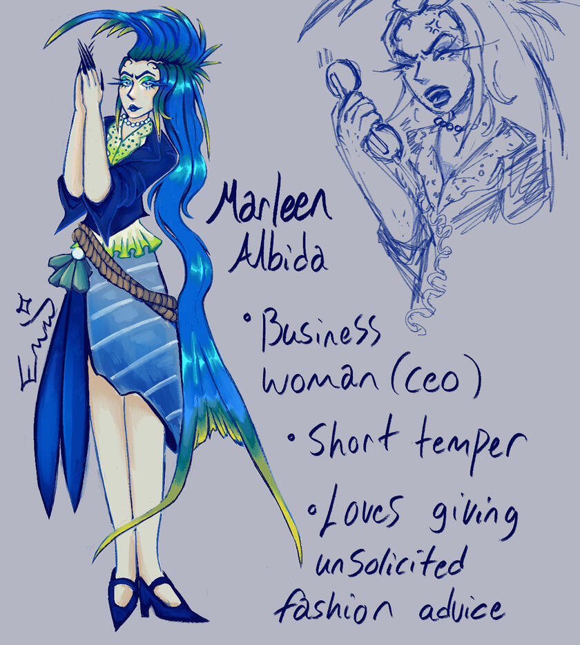 full body render (my design of a Marlin fish a person)
